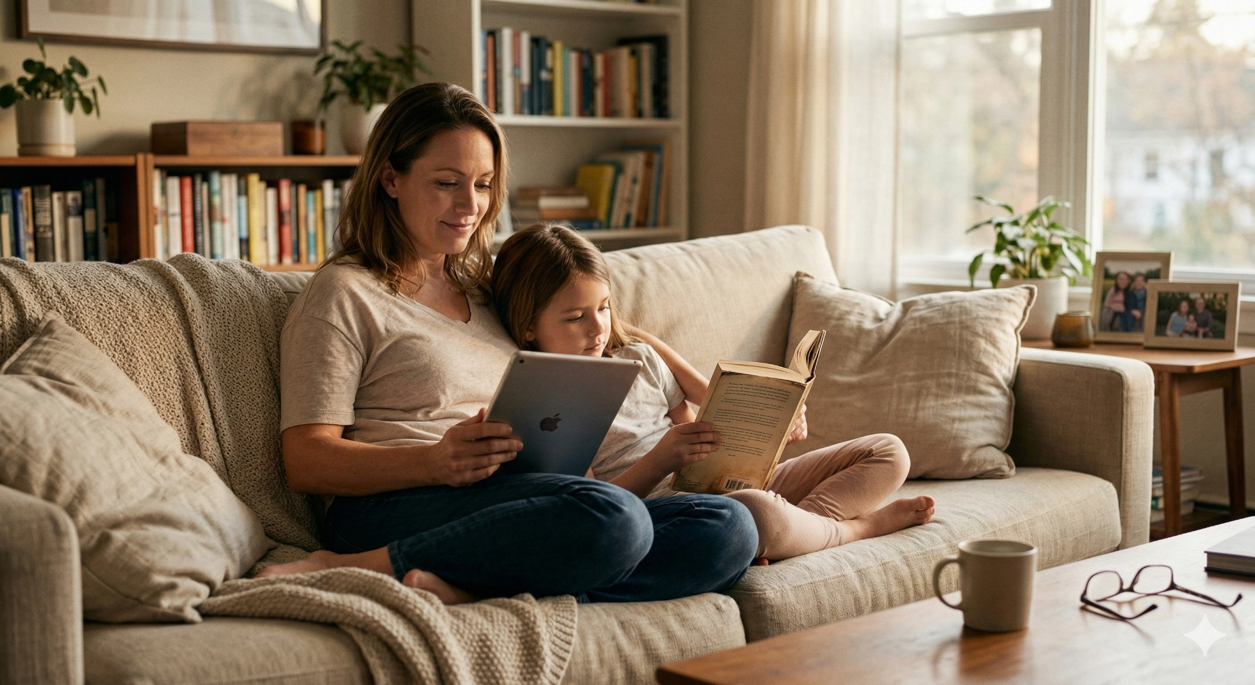 Family using AI assistant for household management in 2026