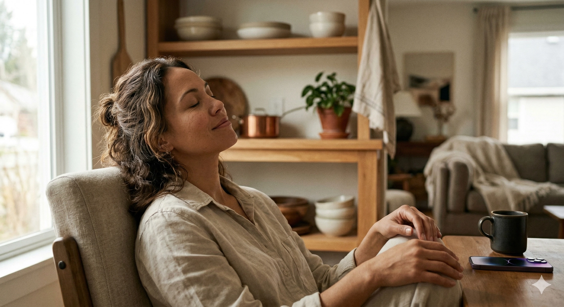 Parent managing household mental load with AI assistance